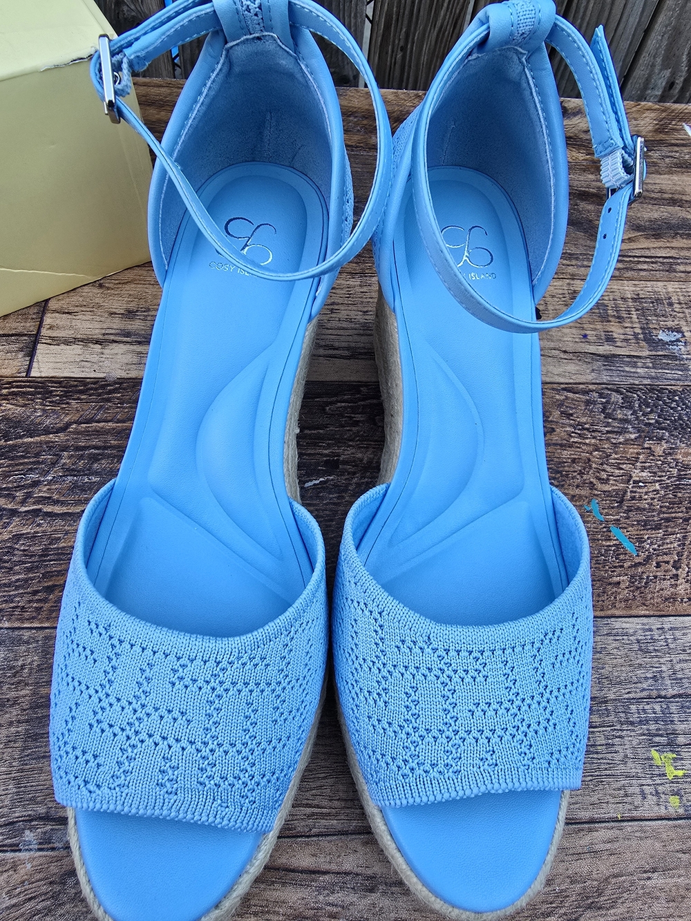 Cozy Island Blue Women's Espadrille Wedge Sandals with Ankle Strap Size 6 - Picture 7 of 11